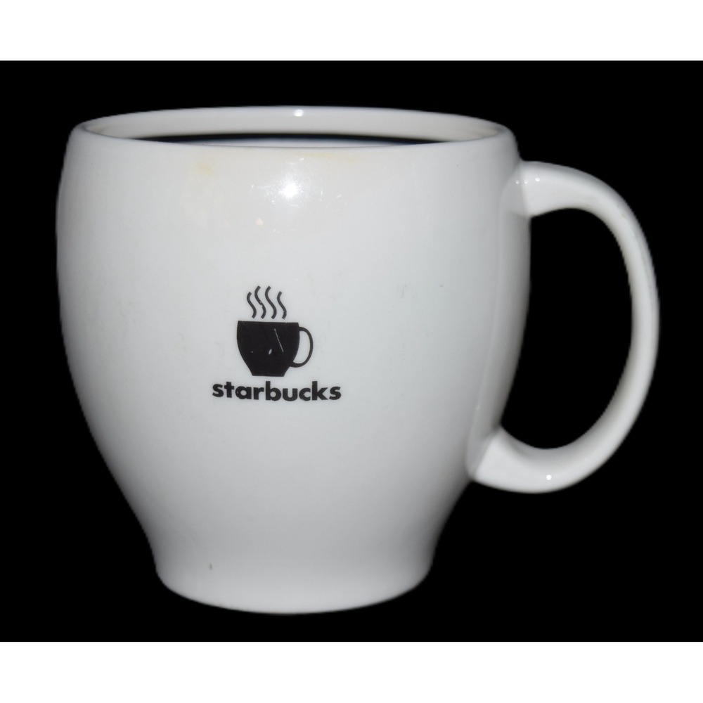 Set of Starbucks Coffee Mugs 2004 White Ceramic Steaming Cup Logo Good Condition